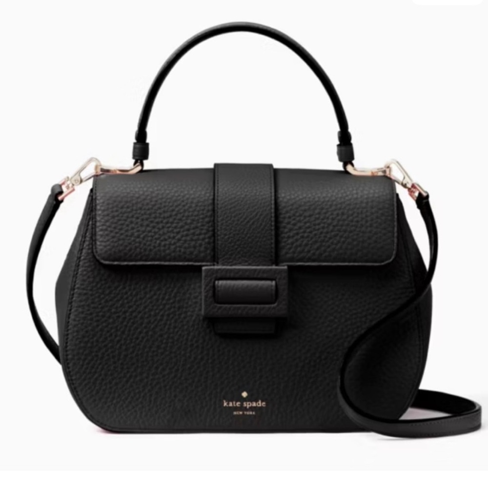 Kate Spade Carlyle Street Justina Black Leather Crossbody Satchel Bag NO STRAP